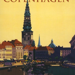 Denmark 16&quot;x20&quot; Copenhagen Landmarks European Travel Tourism Vintage Poster Repro on Matte Paper or Canvas FREE SHIPPING in USA