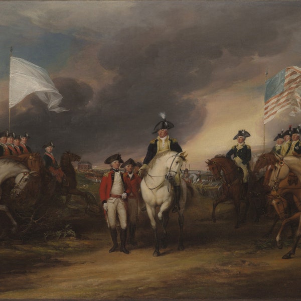 Surrender of Lord Cornwallis British Army at Yorktown 1781 American History Painting By John Trumbull on Paper or Canvas FREE S/H in USA