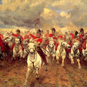 Scotland Forever Cavalry Charge of the Royal Scots Greys Battle of Waterloo By Lady Elizabeth Butler on Matte Paper or Canvas FREE S/H in US