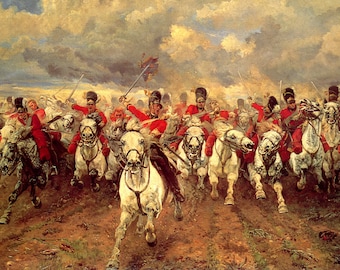 Scotland Forever Cavalry Charge of the Royal Scots Greys Battle of Waterloo By Lady Elizabeth Butler on Matte Paper or Canvas FREE S/H in US