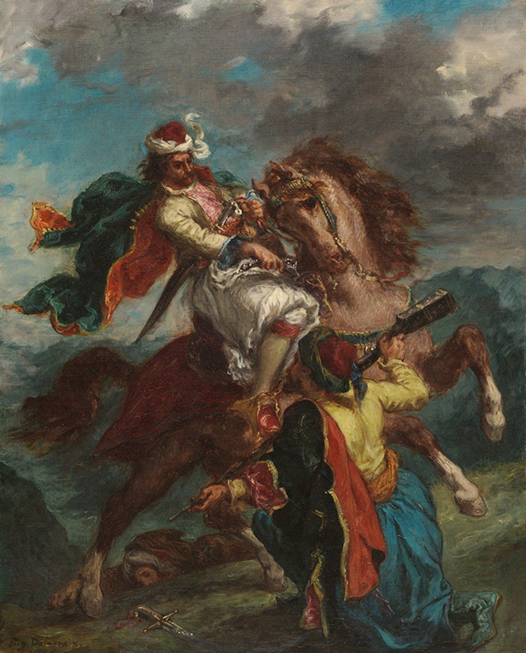 Eugene Delacroix A Turk Surrenders to a Greek Horseman Arab Arabic Amazing Quality Repro on