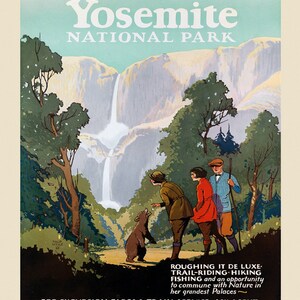 Yosemite National Park Bear Family Trail Riding Hiking Fishing U S A Travel Tourism Vintage Poster Repro on paper or canvas FREE S/H in USA