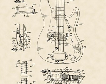 Music 16"x20" Fender Guitar Musical Instrument 1961 Art Design American Patent Vintage Poster Repro on Matte Paper or Canvas FREE S/H in USA