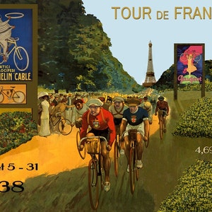 Bike 1938 Tour of France Race Bicycle Cycle Sport Eiffel Tower France French Vintage Poster Repro on matte paper or canvas FREE S/H in USA