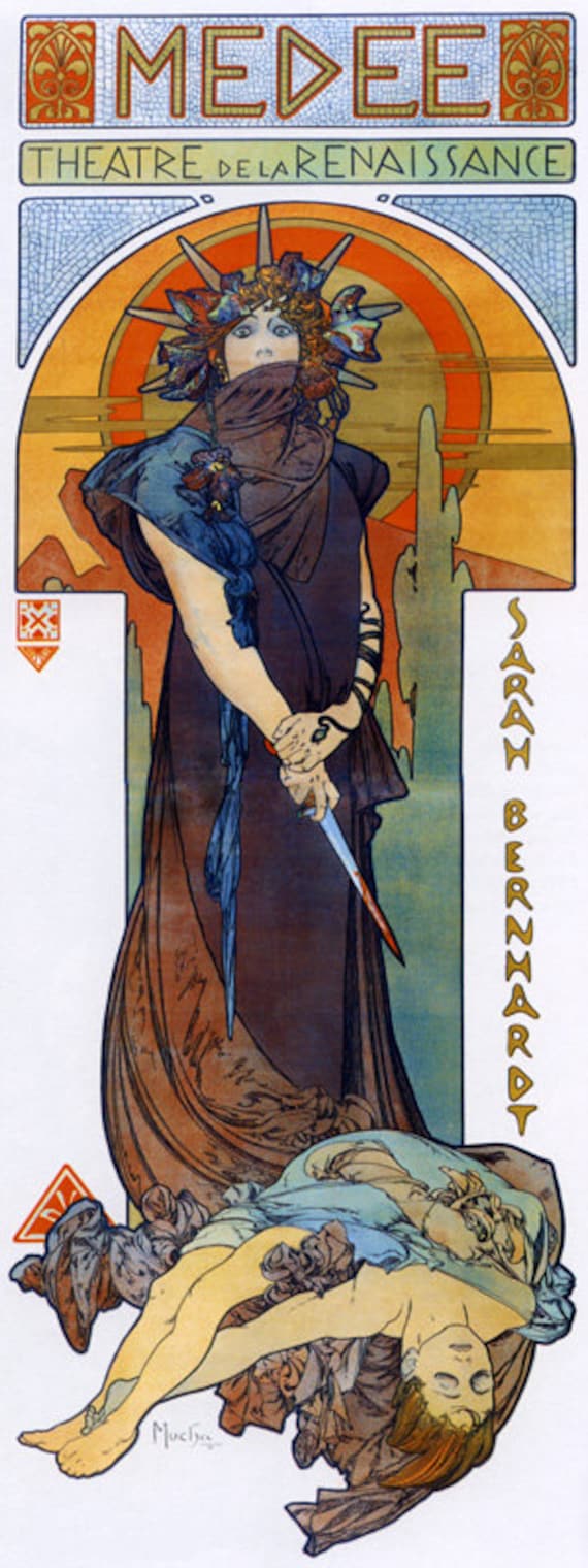 Mucha Medee Medea Sarah Bernhardt Theater Show by Alphonse