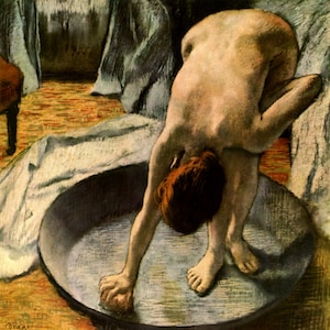 Woman in a Tub Women Bathing 1886 Painting by Edgar Degas Repro on Matte Paper or Canvas FREE SHIPPING in USA Shipped Rolled Up