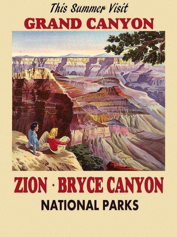 Zion Grand Canyon Bryce Vintage National USA Parks Poster Repro FREE SH