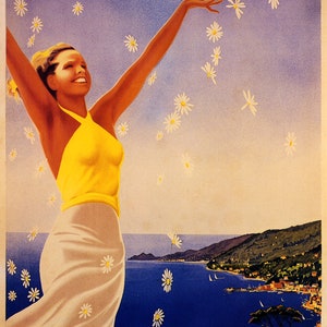 Fashion Girl Lady Santa Margherita Summer Beaches Riviera Italy Italia Mediterranean Sea Genova Vintage Poster Repro Free Shipping in USA