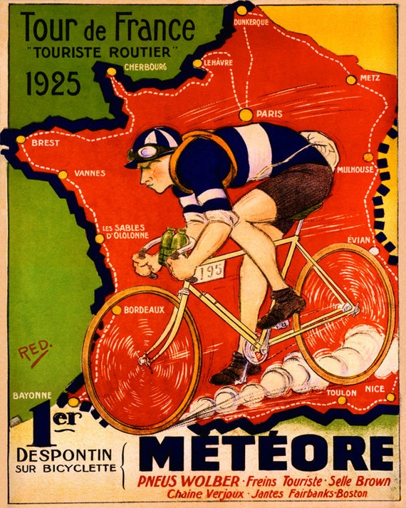 Bike 16x20 Tour De France Meteore Bicycle Cycle 1925 French Cycling Sport Vintage Poster Repro on Matte Paper or Canvas FREE S H in USA Etsy Canada