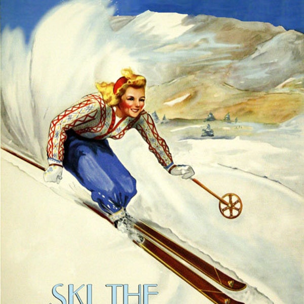 Ski Poconos Skiing Winter Sport Pennsylvania Travel Tourism Vintage Poster Repro on Matte Paper or Canvas FREE SHIPPING in USA