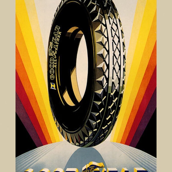 Car Goodyear Tires Pneus Strong Rubber Automobile Vintage Poster Repro on Matte Paper or Canvas Free SHIPPING in USA