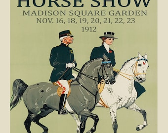 Horse Show Madison Square Garden New York Dressage Vintage Poster Repro on Matte Paper or Canvas Shipped Rolled Up FREE SHIPPING in USA
