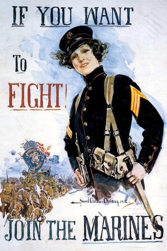 Girl Woman If You Want to Fight Join the Marines War Army United States  American Soldiers Vintage Poster Repro Paper/canvas Free S/H in USA - Etsy  Canada