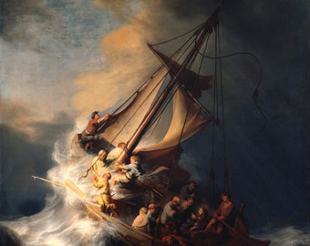 Christ in the Storm on the Sea of Galilee Jesus Calming the Storm by Rembrandt Repro on Matte Paper or Canvas FREE SHIPPING in USA