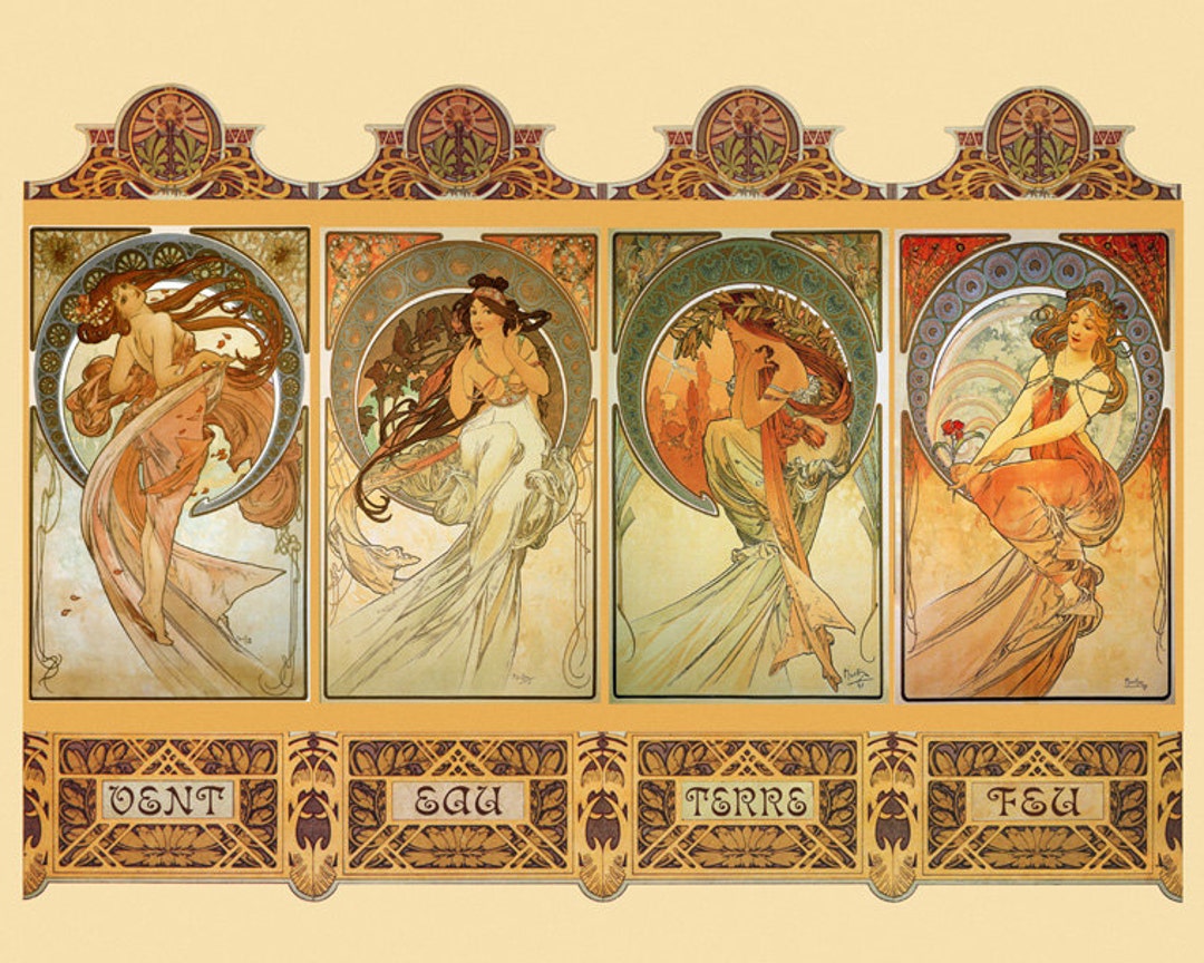 Alphonse Mucha 「四つの時・昼の輝き」 lithograph Alphonse Mucha, The Seasons, 4 Lithographs sold at auction