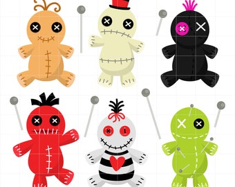 Voodoo Dolls, Halloween Party, Haunted House, Trick Or Treat Digital Clip Art For Planner Stickers, Scrapbooking, Journal, Art Pieces
