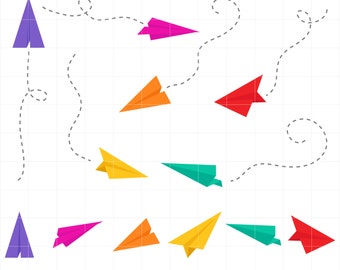 Paper Planes, School, Toy, Notes, Paper With Trails Digital Clip Art For Planner Stickers, Scrapbooking, Journal, Art Pieces