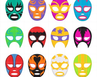 Lucha libre mexicana, festival, máscara mexicana, lucha, deportes, clip art digital para pegatinas de planificador, álbumes de recortes, diarios, obras de arte