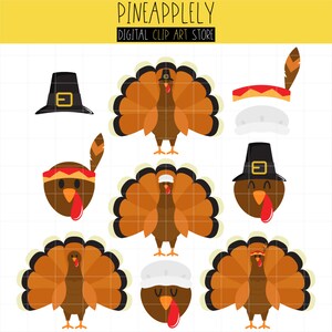 Thanksgiving Turkeys, Autumn Season, Thanksgiving Dinner, Fall Digital Clip Art For Planner Stickers, Scrapbooking, Journal, Art Pieces