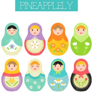 Matryoshka Dolls, Russian Dolls Digital Clip Art For Planner Stickers, Scrapbooking, Journal, Art Pieces