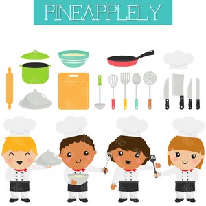 Süße kleine Köche, Kochen Kinder, kulinarischen Spaß Digital ClipArt für Planer Aufkleber, Scrapbooking, Journal, Kunst Stück