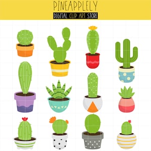 Cactus, Plants, Tiny Pots, Home Gardening, succulent, flower pots Digital Clip Art For Planner Stickers, Scrapbooking, Journal, Art Pieces