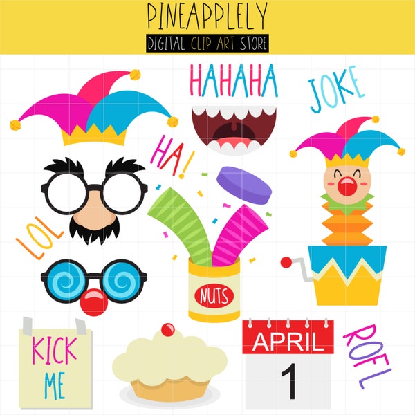 April Fools Day, Joker, Funny Fool, Happy April Digital Clip Art For Planner Stickers, Scrapbooking, Journal, Art Pieces