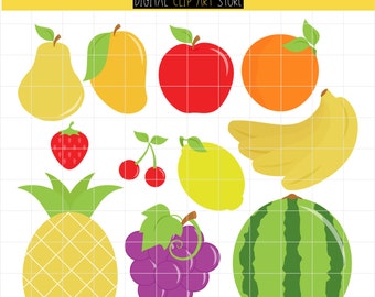 Fruits, Produce, Market, Grocery, Healthy Food Digital Clip Art For Planner Stickers, Scrapbooking, Journal, Art Pieces