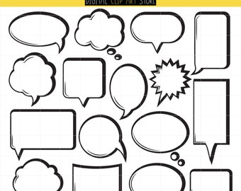 Comic Style Speech Bubbles, Dialogue Box, Word Clouds, Comic Style Digital Clip Art For Planner Stickers, Scrapbooking, Journal, Art Pieces