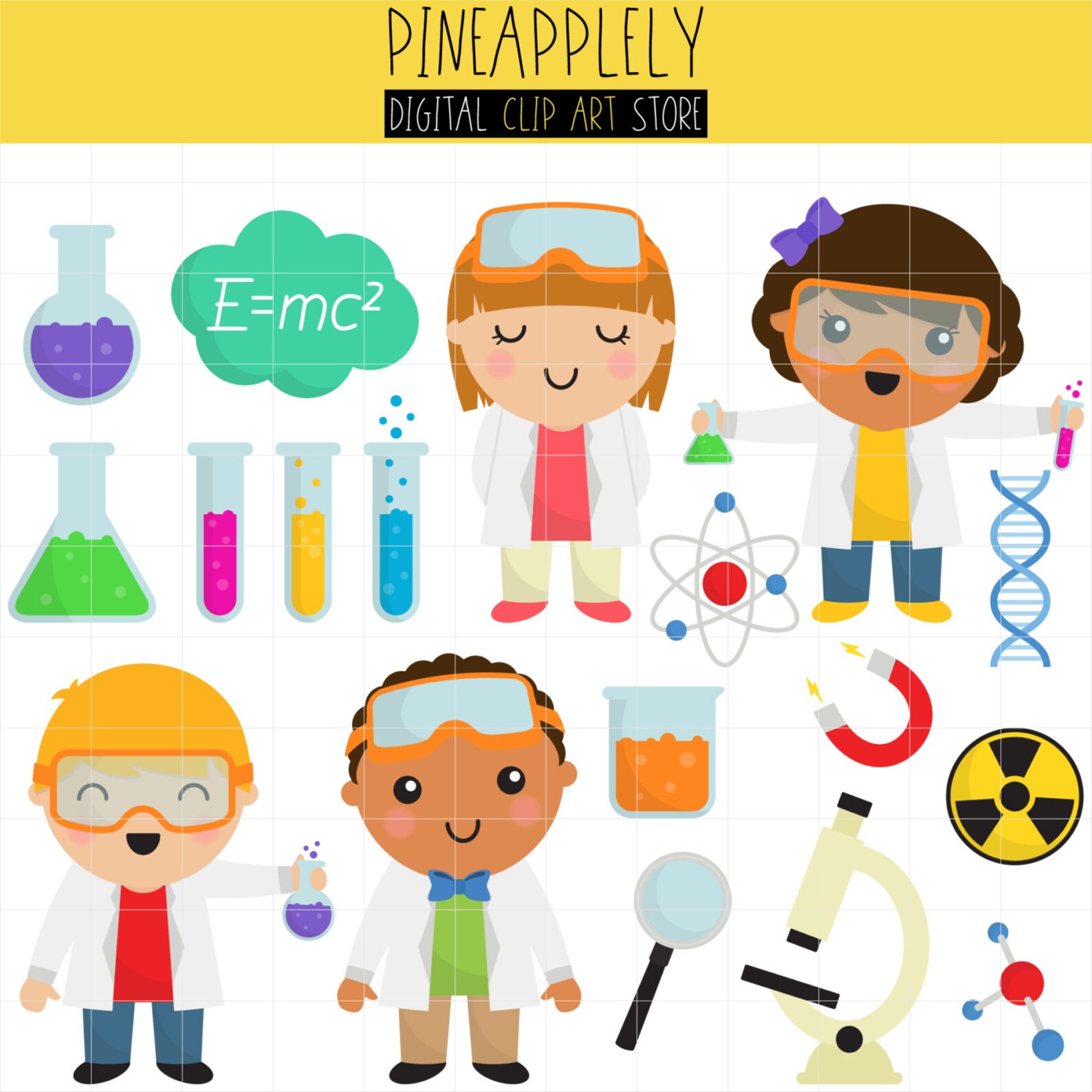 Cute Scientists, School is Cool, Fun Science Digital Clip Art for ...