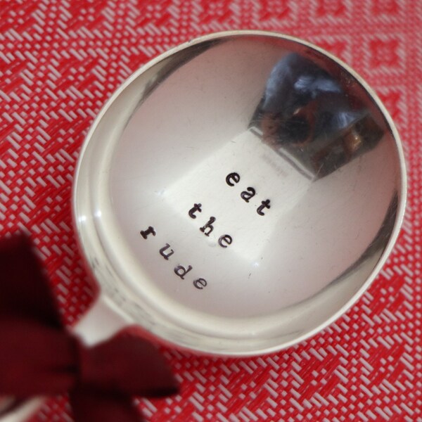 Eat The Rude - Hannibal Lecter Quote Stamped Silver Plated Vintage Soup Spoon Unique Silence of the Lambs Mads Mikkelsen Macabre Gift