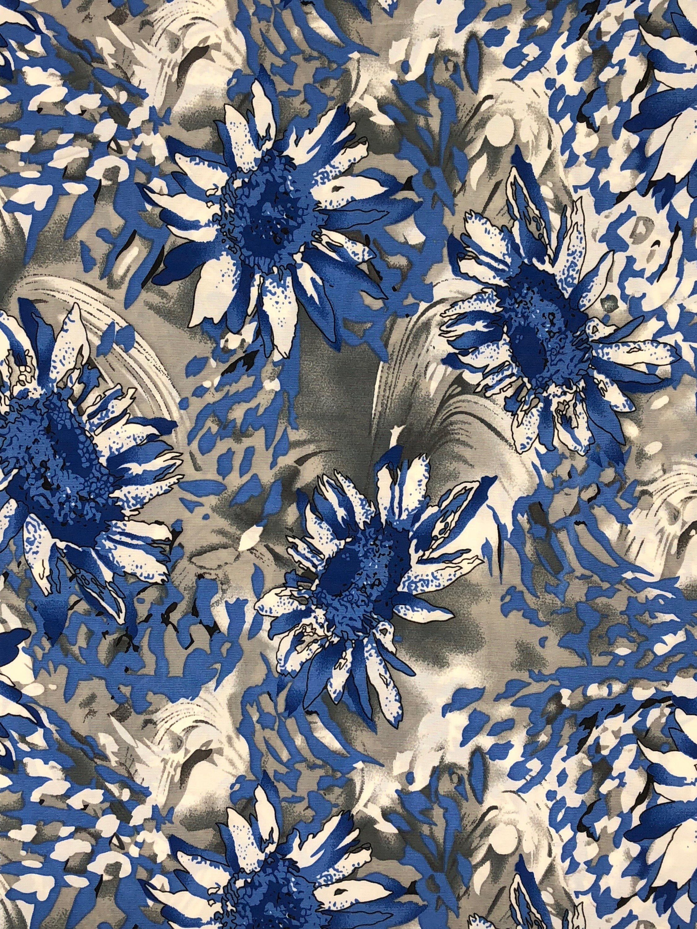 ITY Knit Floral Print Fabric by the yard Etsy