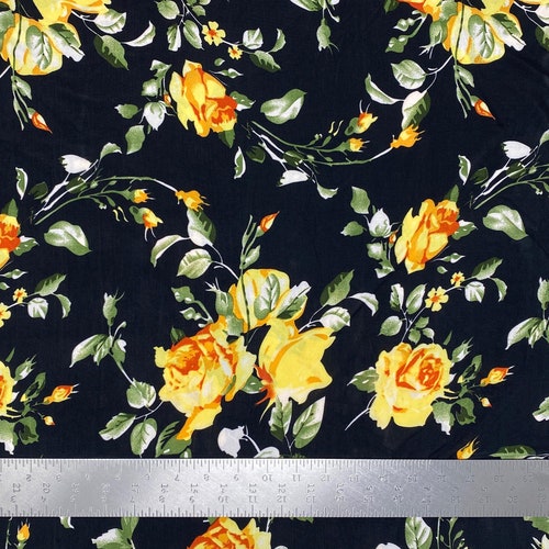 ITY Knit Floral Print Fabric by the Yard Etsy