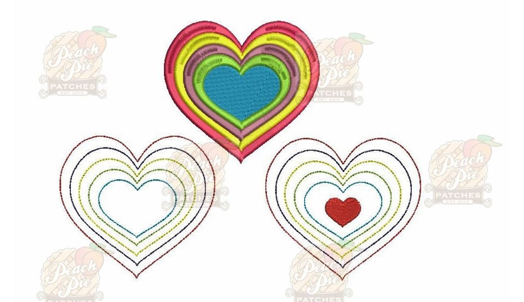 Rainbow Heart - 3 Designs - Machine Embroidery Design File - INSTANT ...