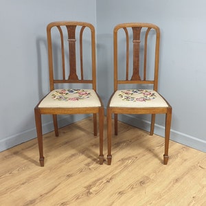 Victorian Pair of Hand Made Needlepoint Bedroom Chairs