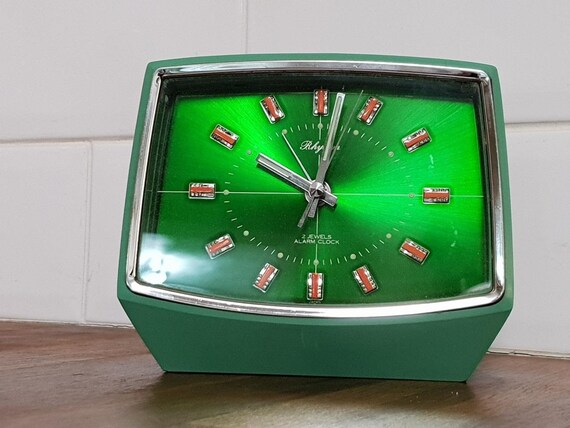 vintage retro rhythm mechanical alarm clock 2 jewels etsy