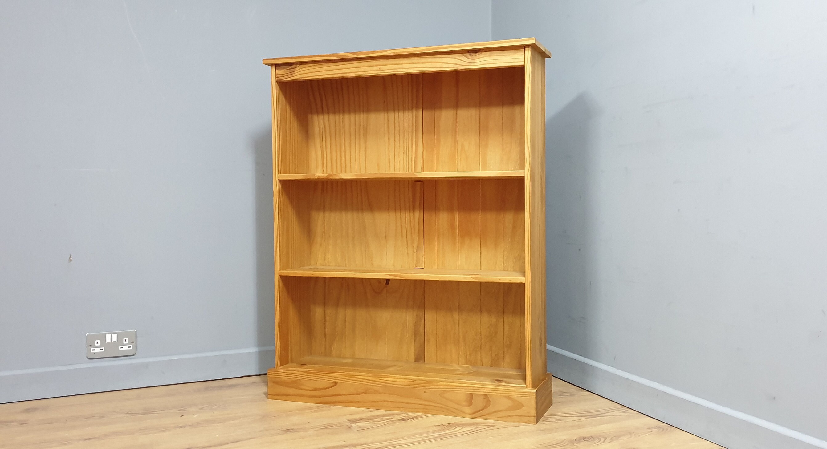 Rustic Pine Bookcase Storage Shelving Unit Two Fixed Shelves Etsy