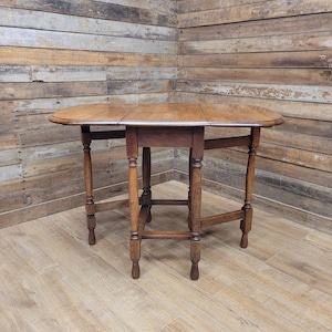 Oak Drop Leaf Table Gateleg Vintage Dining Space Saving Table