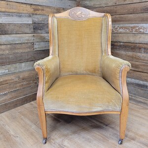 Antique Country House Inlaid Edwardian Armchair Wing Back