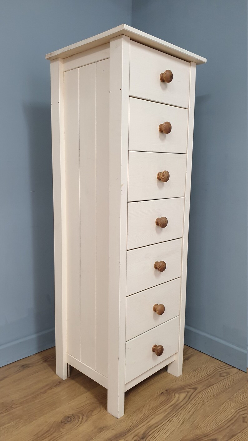 Shabby Chic Rustic Tall Chest Of Seven Drawers Etsy