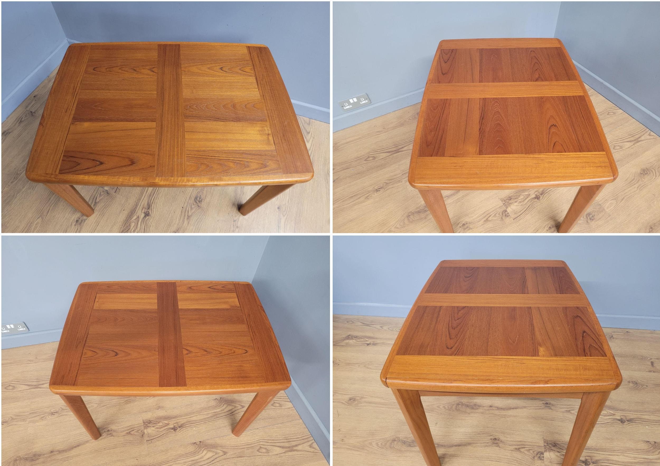 Denmark teak テーブル Danish Teak Rounded Corners Extendable Rectangle Dining