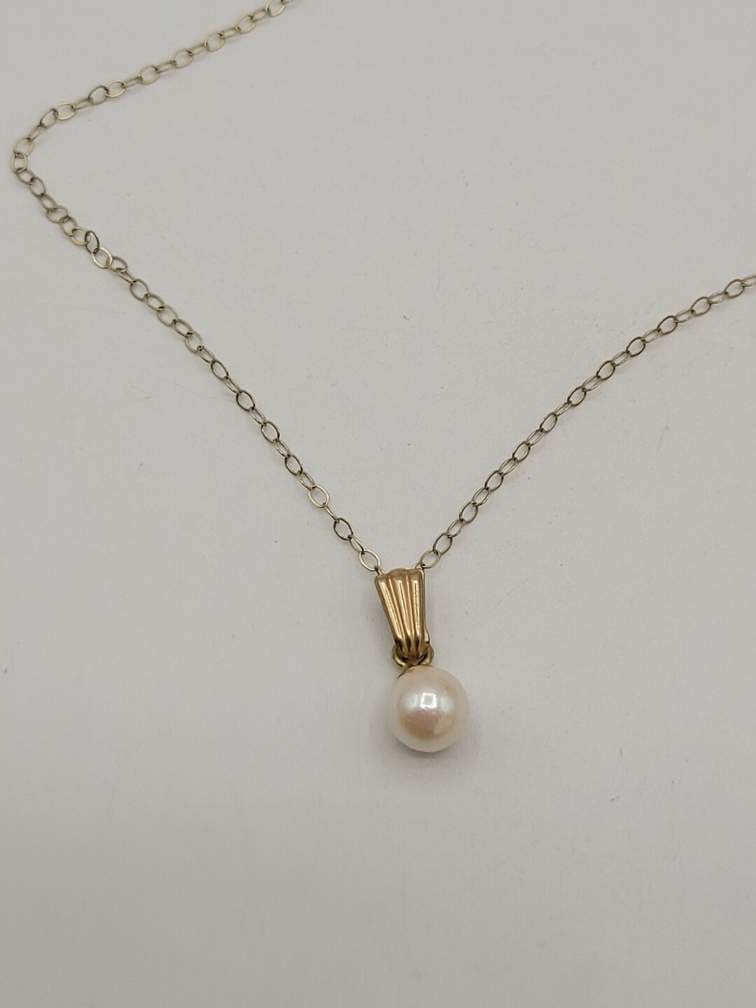 Vintage 9ct Gold Single Drop Pearl Pendant Necklace Hallmarked Etsy