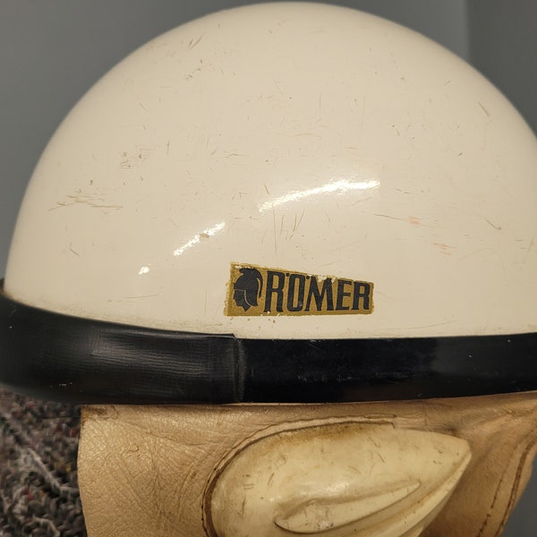 Vintage 30s 40s Romer Motorcycle Helmet Knucklehead Flathead Leather Half Shell
