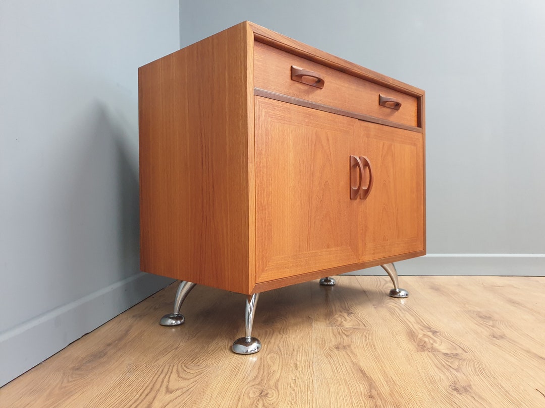 Mid Century G Plan Credenza Teak Sideboard on Atomic Style Legs Retro