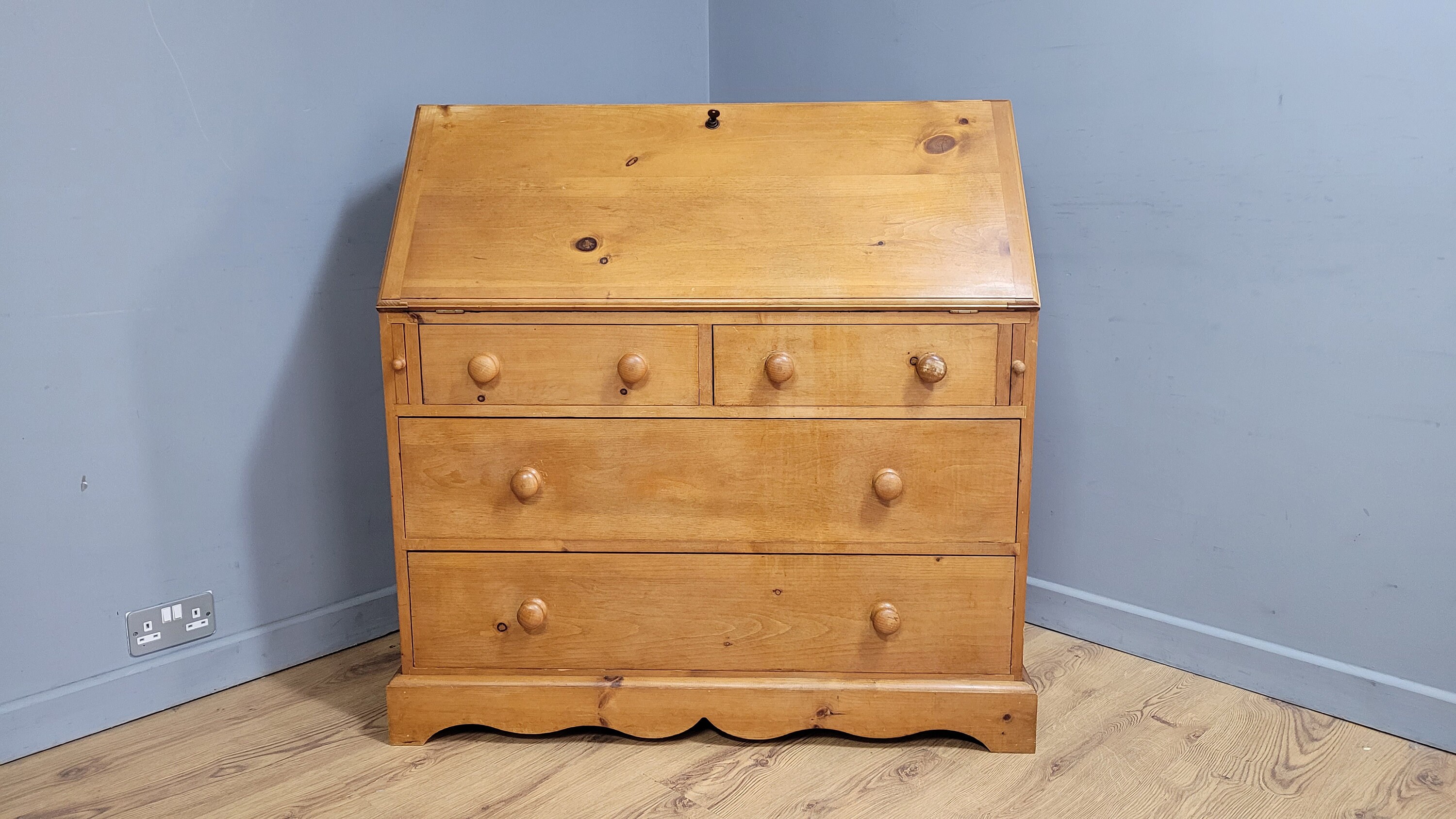 Vintage Large Waxed Pine Bureau Writing Desk working From Home Etsy