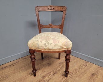 Antique Edwardian Mahogany Upholstered Boudoir Chair Original Casters