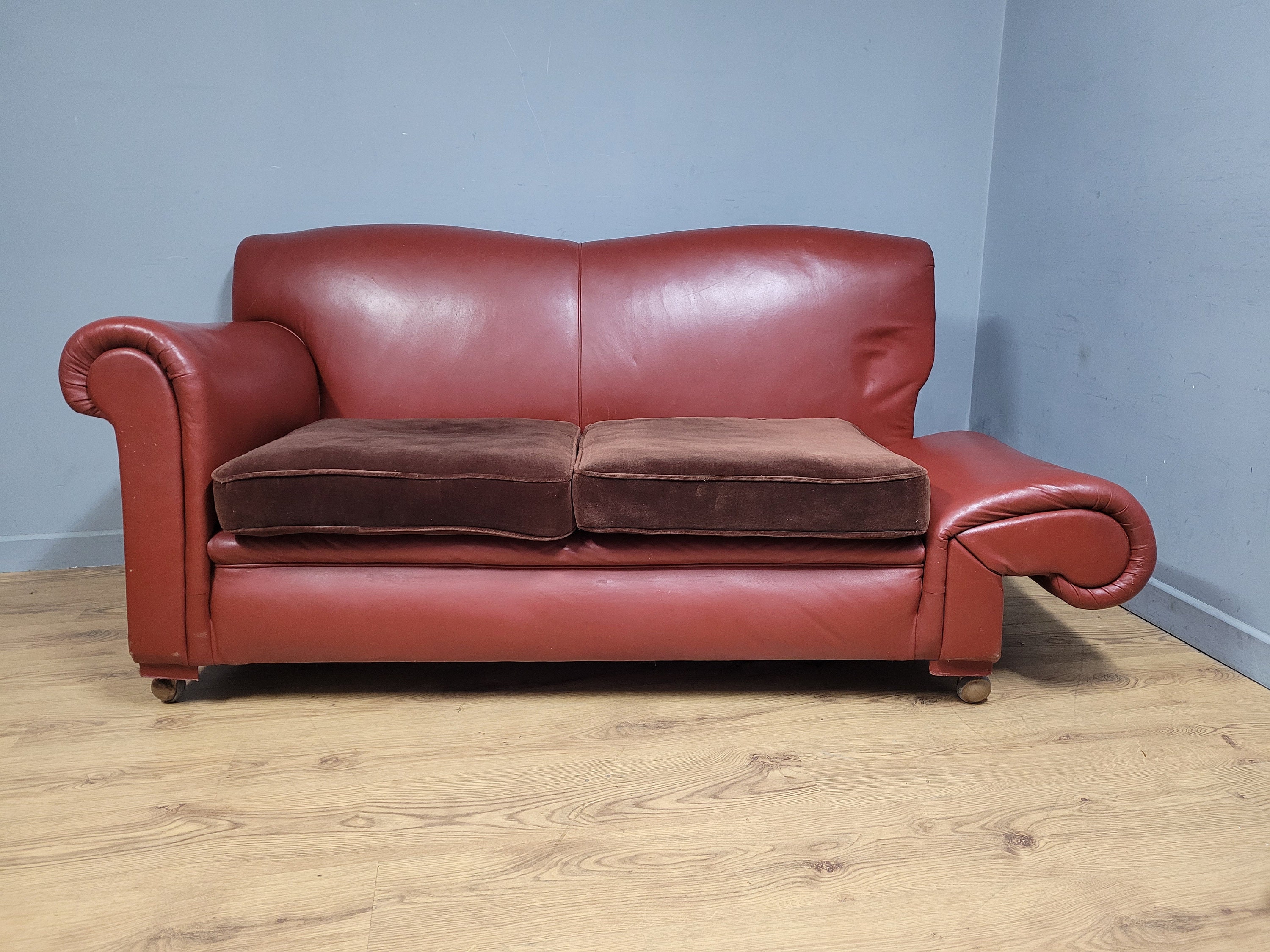 Vintage 2 Seater Faux Leather Tan Sofa Tan Vinyl Settee Etsy