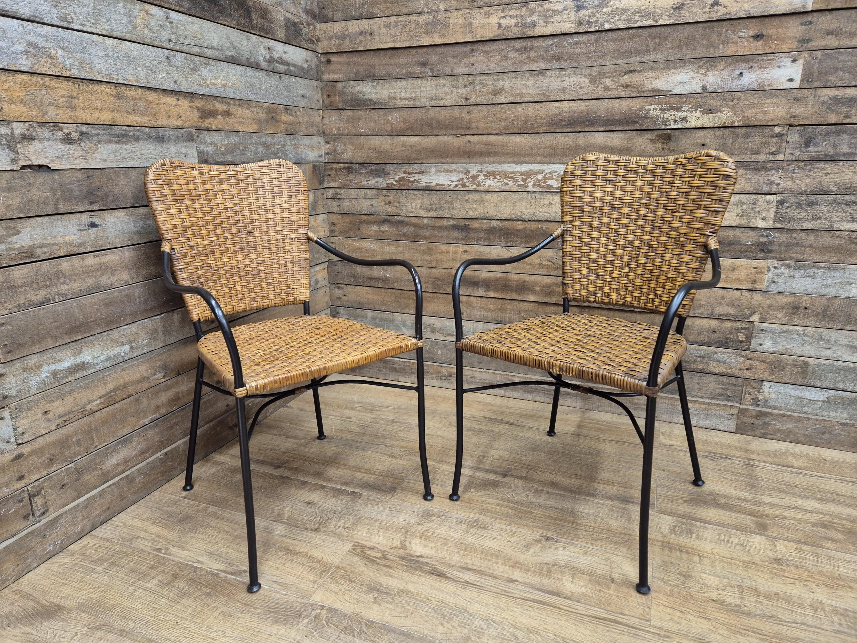 wicker chair metal frame
