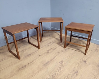 Mid Century Danish Inspired Teak Nesting Tables Retro Chic
