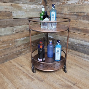 Vintage Metal Copper Toned Two Tier Shoreditch Drinks Cocktail Trolley